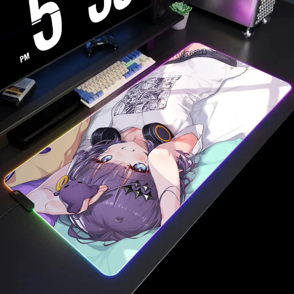 

Anime Girls Ninomae Ina'nis Hololive Mousepad XXL RGB Gaming Mouse Pads HD Black Gamer Accessories Large LED