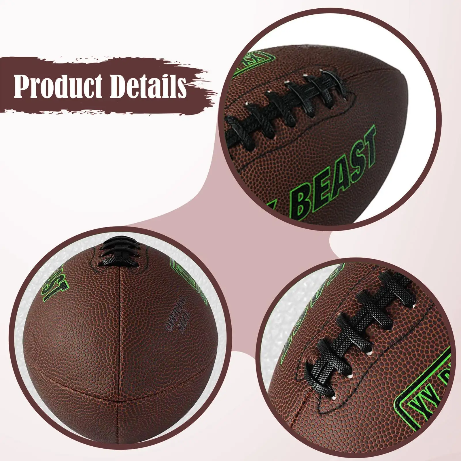 Pallone da rugby Calcio americano Palestra Pratica sportiva Antiscivolo Resistente all'usura Gioco ricreativo per giochi di società di squadra di allenamento all'aperto