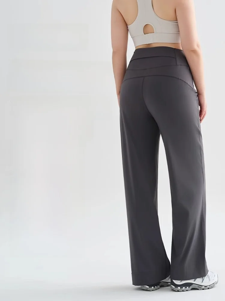 

Брюки для йоги больших размеров, женские свободные прямые брюки для фитнеса, летние тонкие удлиненные брюки с высокой талией