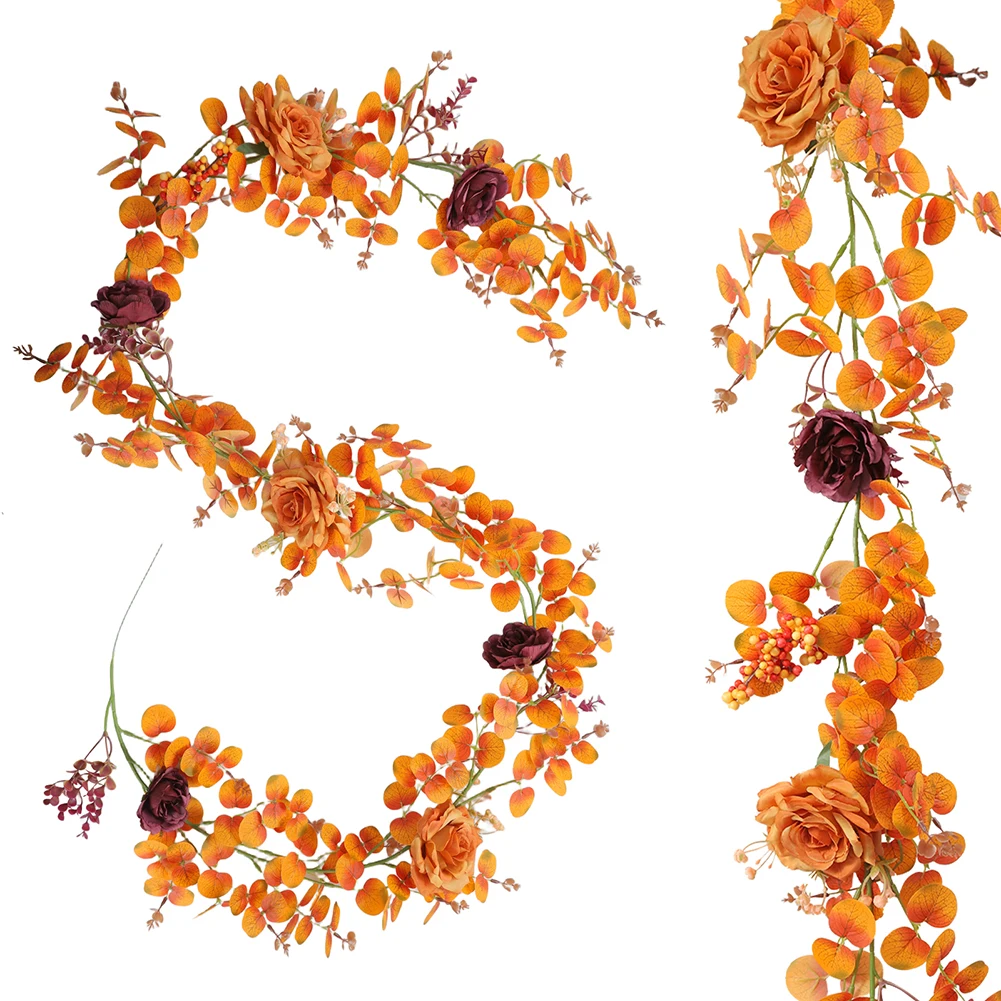 

1 Set 74.80inch Artificial Autumn Floral Garland Vibrant 75" Artificial Autumn Floral Garland For Effortless Thanksgiving Decor