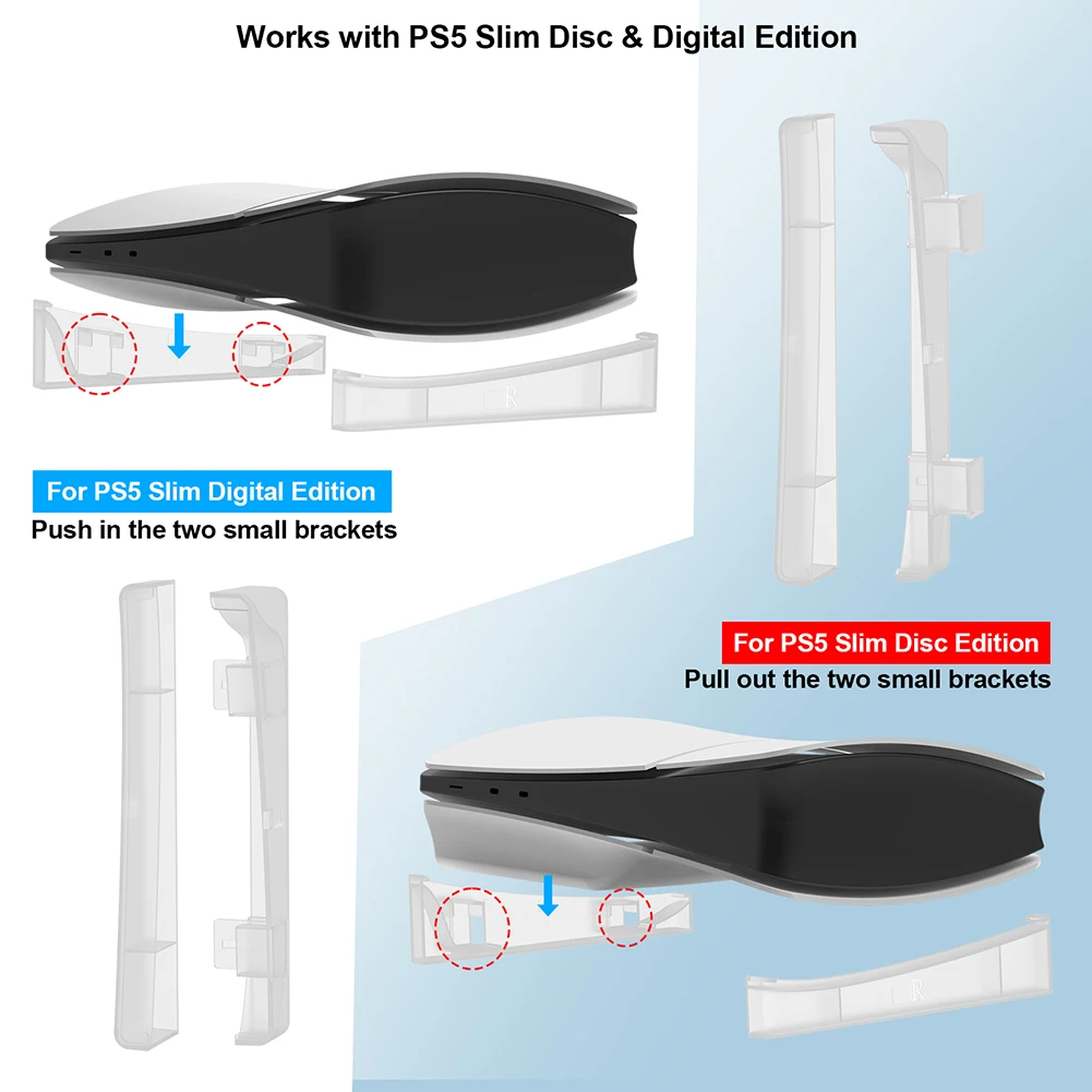 For PS5/5 Slim Horizontal Stand Transparent Game Console Base Bracket For Sony Playstation 5 Slim Disc Digital Edition Accessori