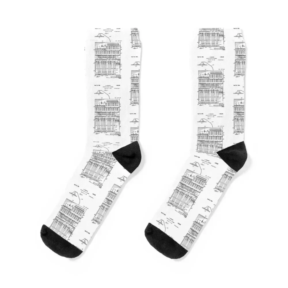 

Hammond B3 Organ Patent Drawing Socks New year's designer christmas gift gift Designer Man Socks Women's