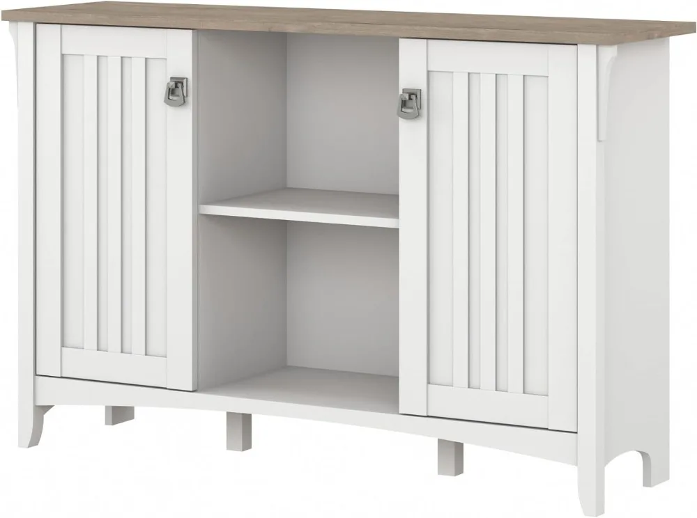 Armario de almacenamiento con puertas, mueble de color blanco puro y gris, ideal para Salinas