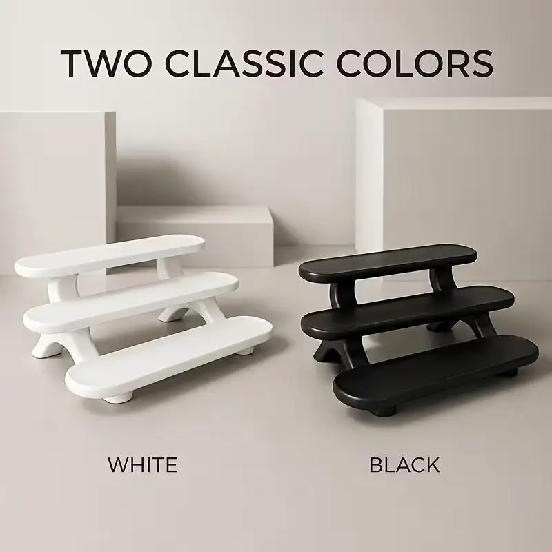 3 Tier Plastic Display Stand Sturdy Build Two Color Choices Perfect For Desktop Cosmetic Small Item Storage