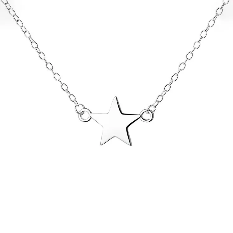 N026 ZFSILVER S925 Sterling Silver Fashion Luxury Trendy Simple Smooth Star Necklaces For Women Wedding Chrams Jewelry Girl Gift