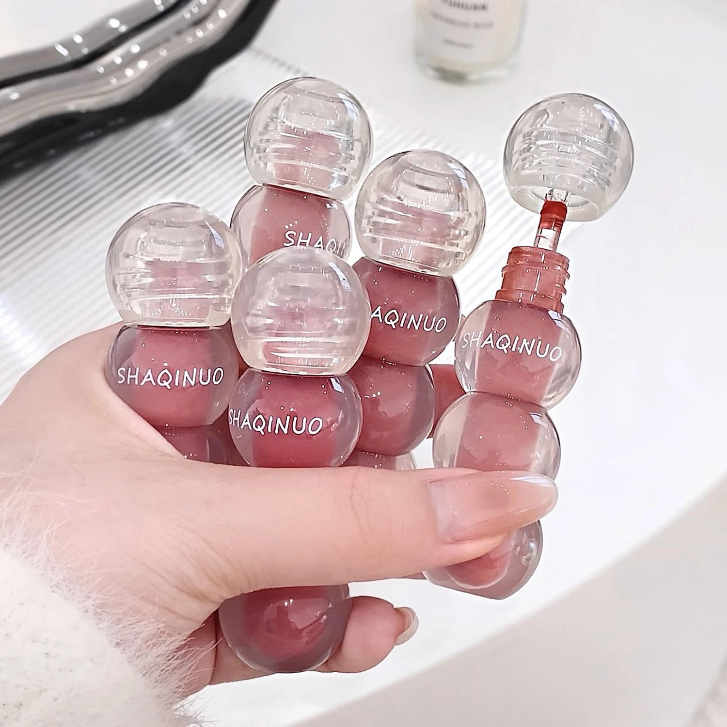 SHAQINUO Tanghulu Zachte Matte Lip Modder Matte Matte Lipgloss Zijdeachtige Textuur Lippenstift Lipgloss