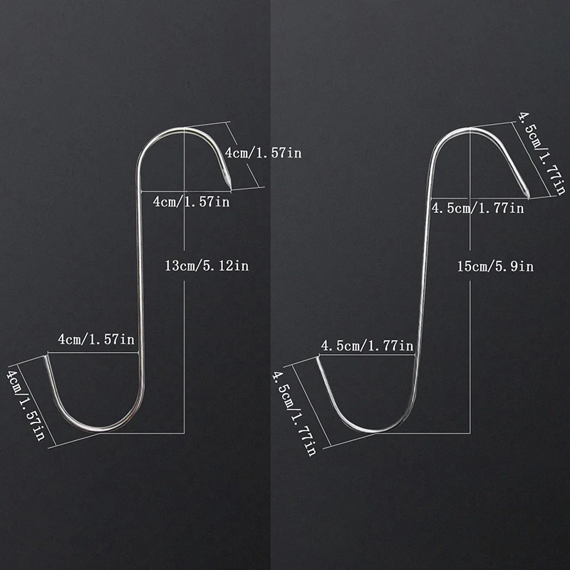 أداة خطاف من الفولاذ المقاوم للصدأ على شكل حرف S ، لحم جزار للتدخين ، الجزارة ، الصيد ، الدجاج ، الشواء ، لحم الخنزير ، السجق ، لحم الخنزير المقدد ، الشواية ، 20 شواء