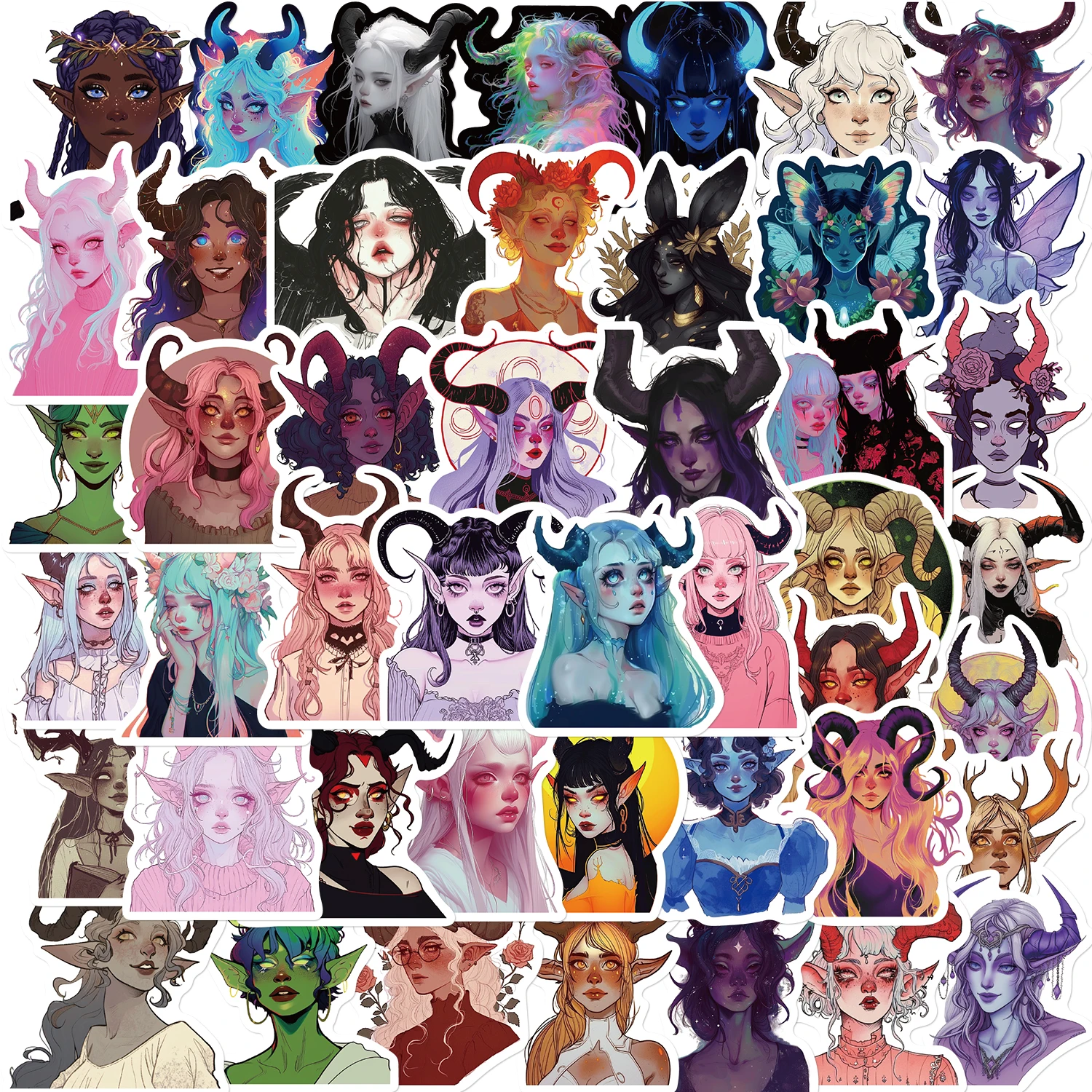 Pegatinas creativas de bruja fresca, calcomanía de dibujos animados, juguete DIY, monopatín, motocicleta, ordenador portátil, teléfono, bicicleta, coche, impermeable, 50 piezas