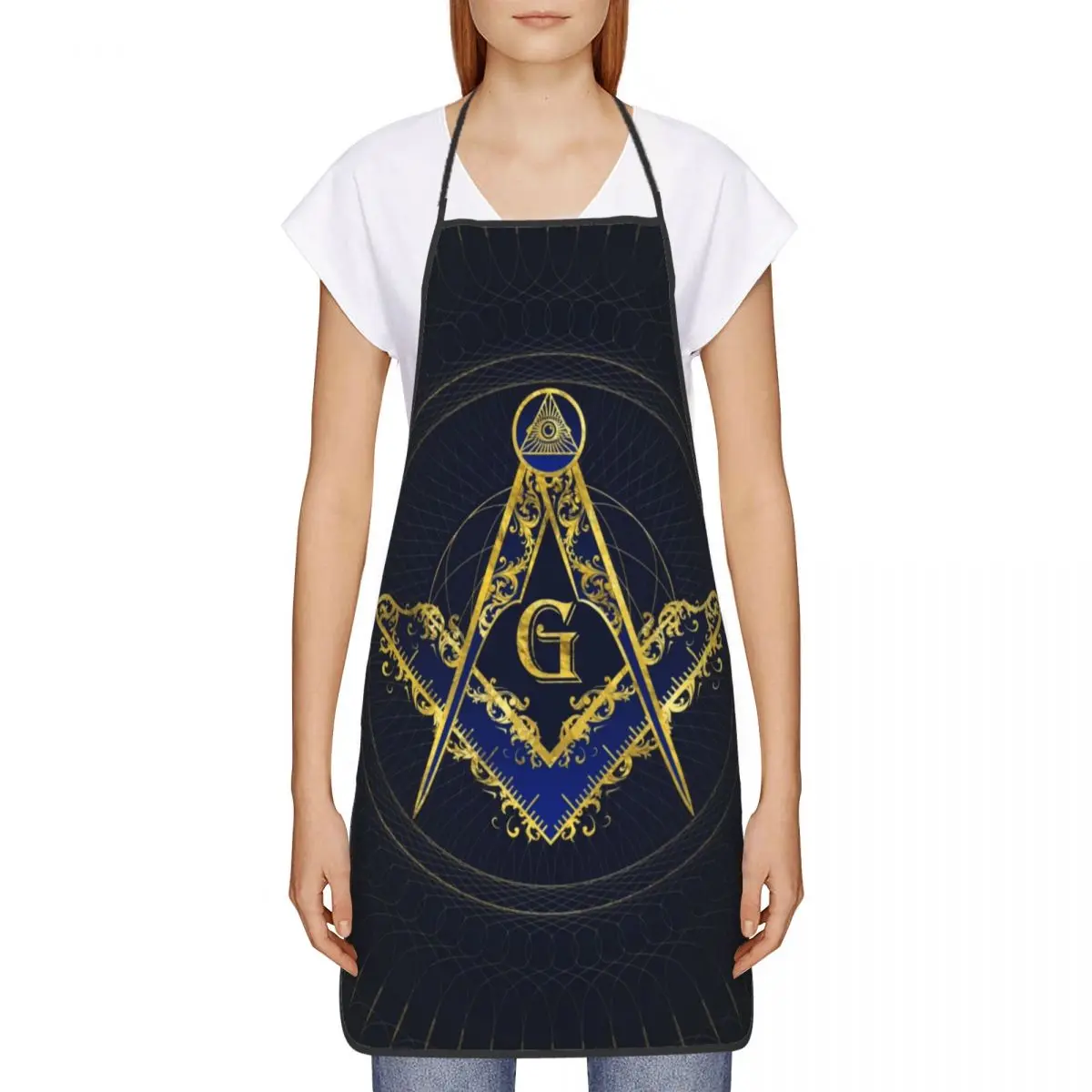 Custom Bib Freemasonry Masonic Symbol Apron for Men Women Unisex Adult Chef Kitchen Cooking Freemason Tablier Cuisine Baking