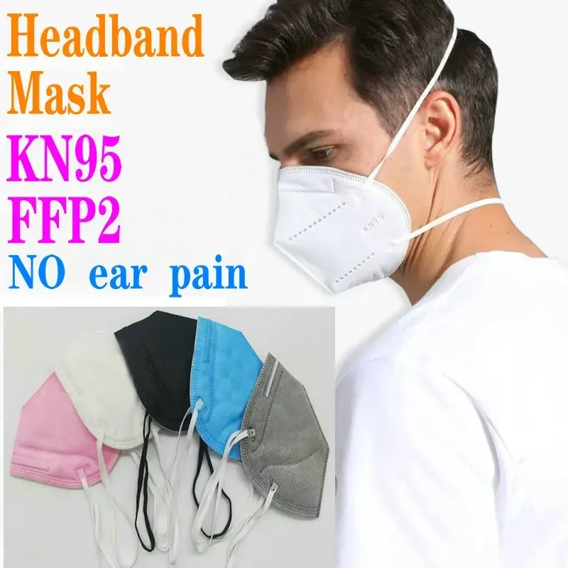 FFP2 headband Mascarillas CE KN95 Mask Black White 5 Layers Face Mask KN95 Filter Respirator mouth Mask Adults filter