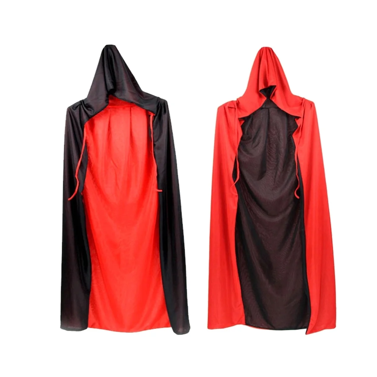 2 Stück Halloween Vampir Umhang, reversible Kapuze Vampir Umhang für Halloween Erwachsenen Cosplay, schwarz und rot 5ft b