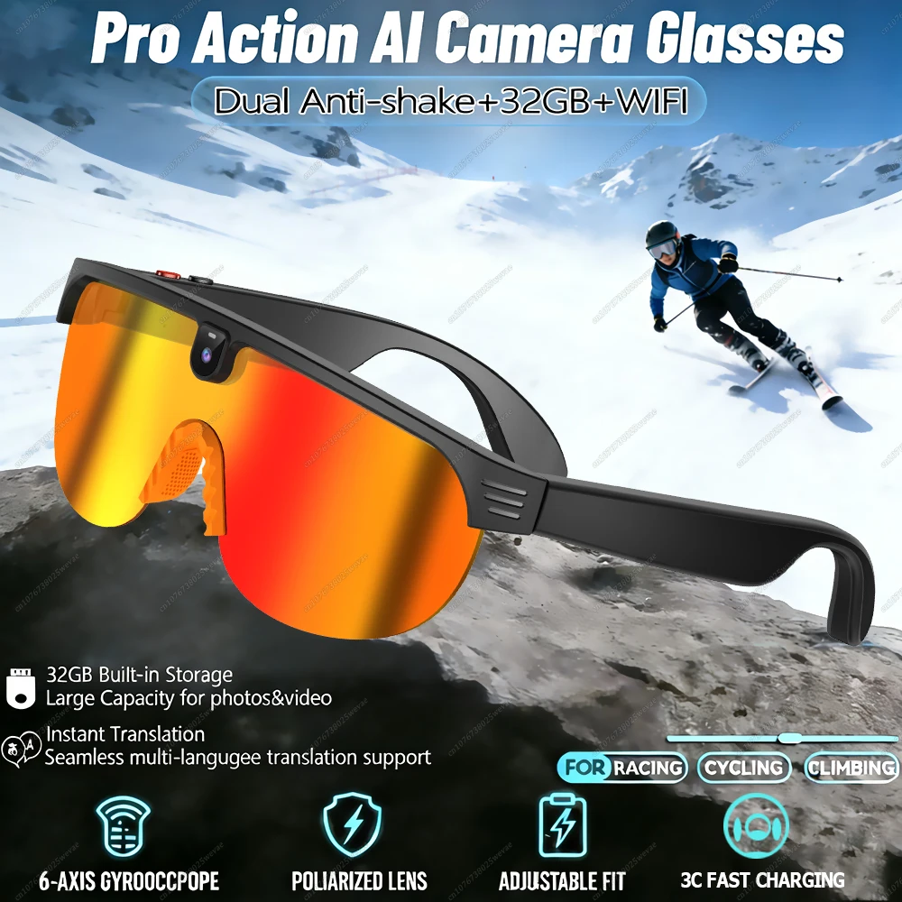 NEW 800W AI Smart Glasses 4K Camera Hands-Free Calling AI Translation Chat Logging Music Playback Men Women Smart Sunglasses Q01