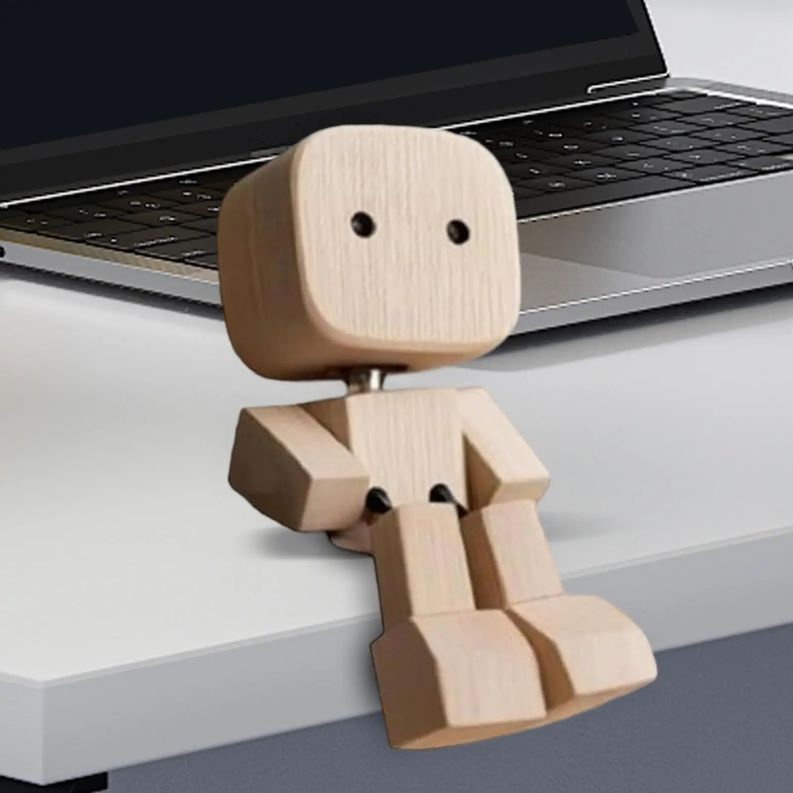 Shaking Wooden Man Figurine Man Tabletop Decor Creative Statue for Car Dashboard Study Shelf Display Desk Bedroom Living Room