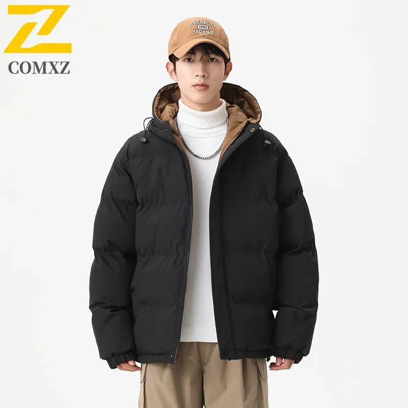 معطف COMXZ للرجال بقلنسوة، موضة عالية، مقاوم للبرد والرياح، خفيف الوزن، سترة مبطنة للتزلج على الجليد، ملابس الشارع، سترة الخبز #3