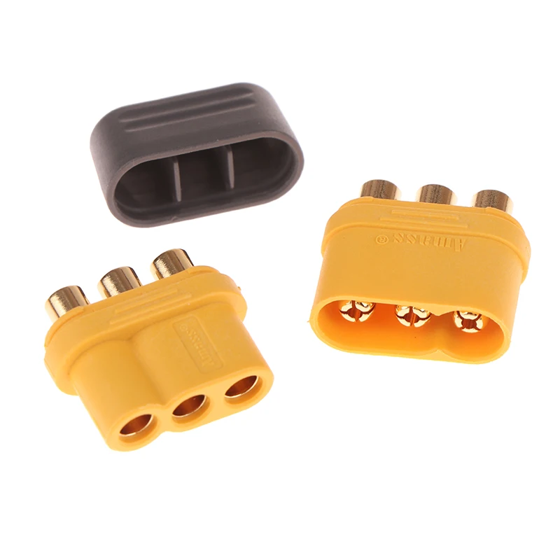 1Pair Amass MR60 Plug 3.5mm 3 Core Connector T Plug Interface Connector Sheathed With Protector Cover For RC Model