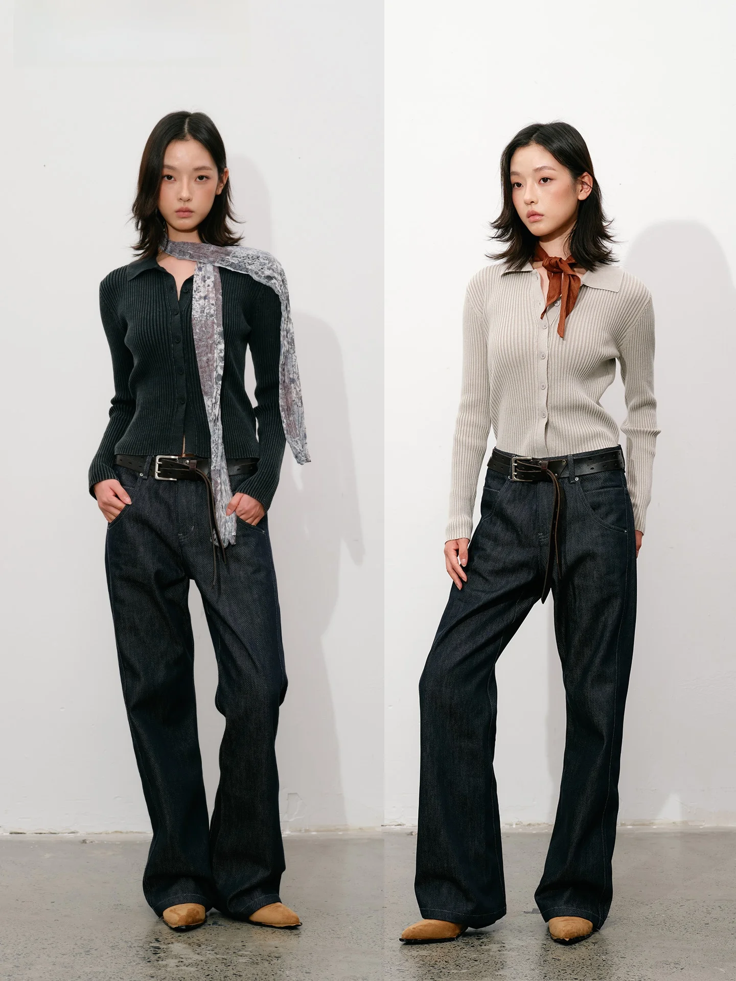 

Винтажный вязаный кардиган с отложным воротником, приталенный, с длинными рукавами, из чистого хлопка, с открытым передом