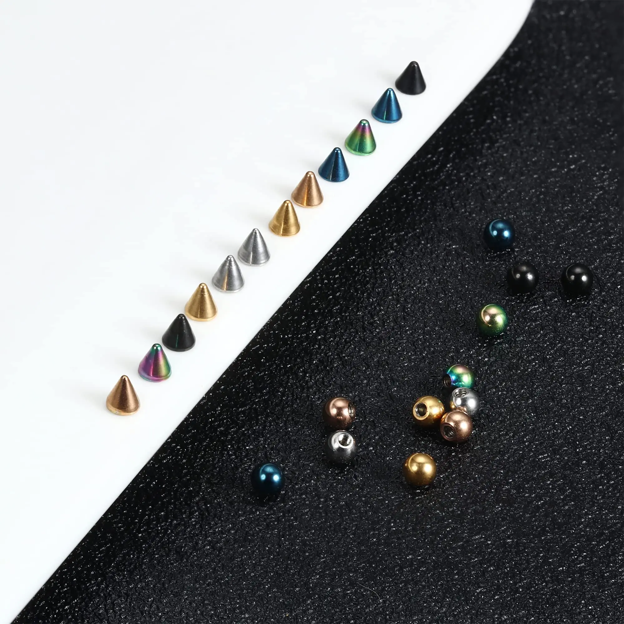 Fake Nose Eyebrow Ring Fake Lip Labret Studs Replacement Ball with 40pcs Sticker Faux Nose Studs Non-Piercing Body Jewelry