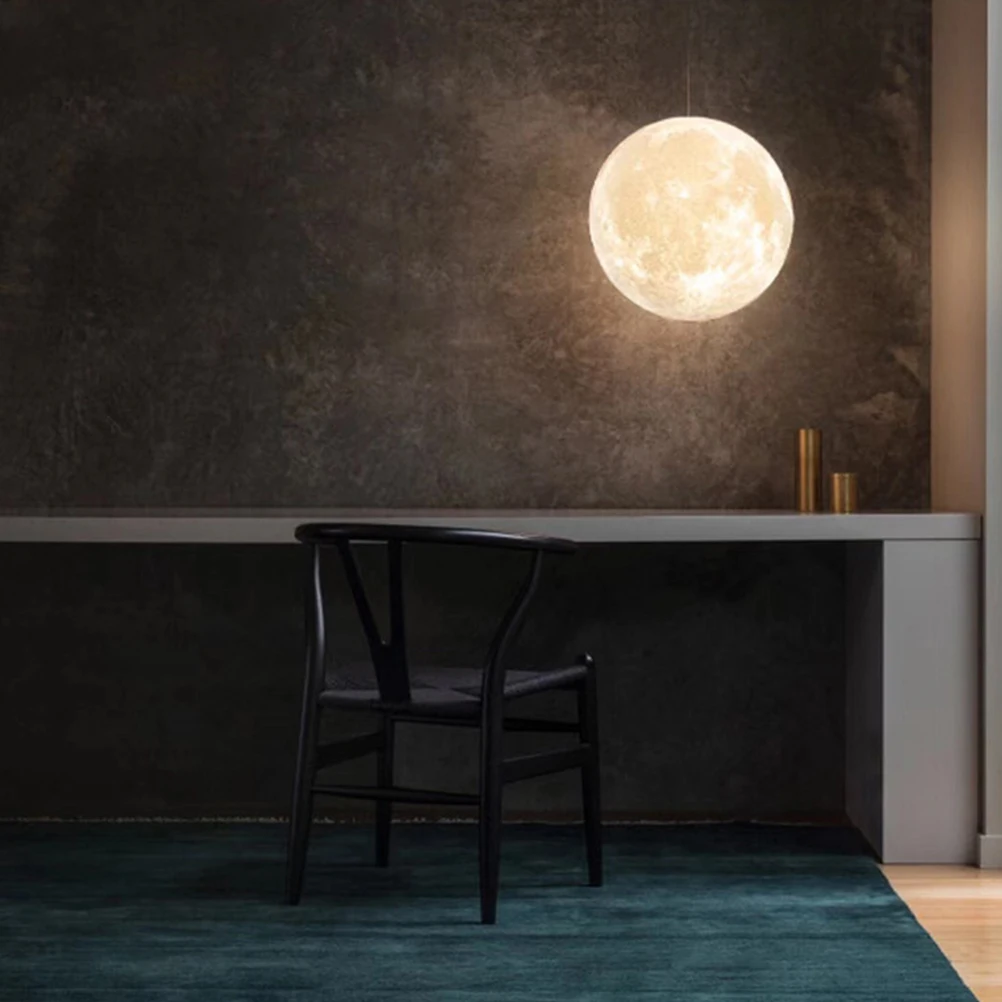 

Moon Ceiling Lamp Beautiful Ball Pendant Light Home Decor LED Energy Saving 3D Bedroom Hanging Lights Stylish Modern