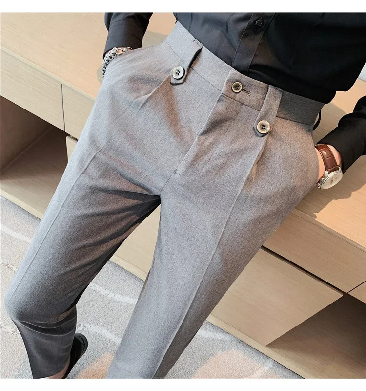 Men Elegant social Suit Pants British Business Casual Solid Slim Fit Straight Dress Pants for Men Formal Trousers Men Clothing