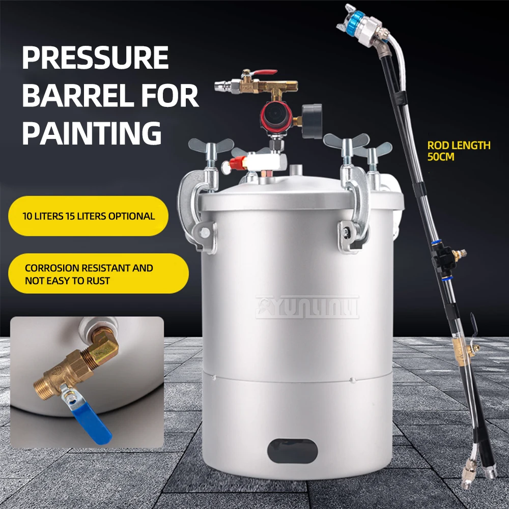10l/15l High Pressure Paint Pot Feed Spray Gun Latex Paint, Imitation Stone Paint Pressure Bucket Paint Sprayer