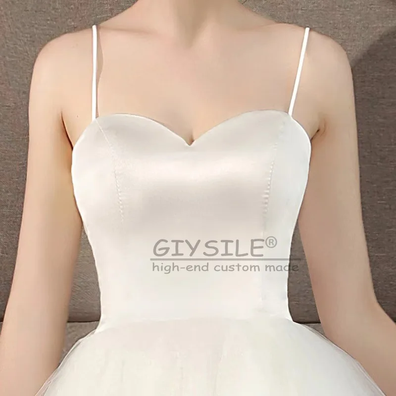 

Chic Spaghetti Straps A-Line Wedding Bridal Dresses Fashion Formal Dress Sweetheart Short Formal Party Evening Gowns Customized