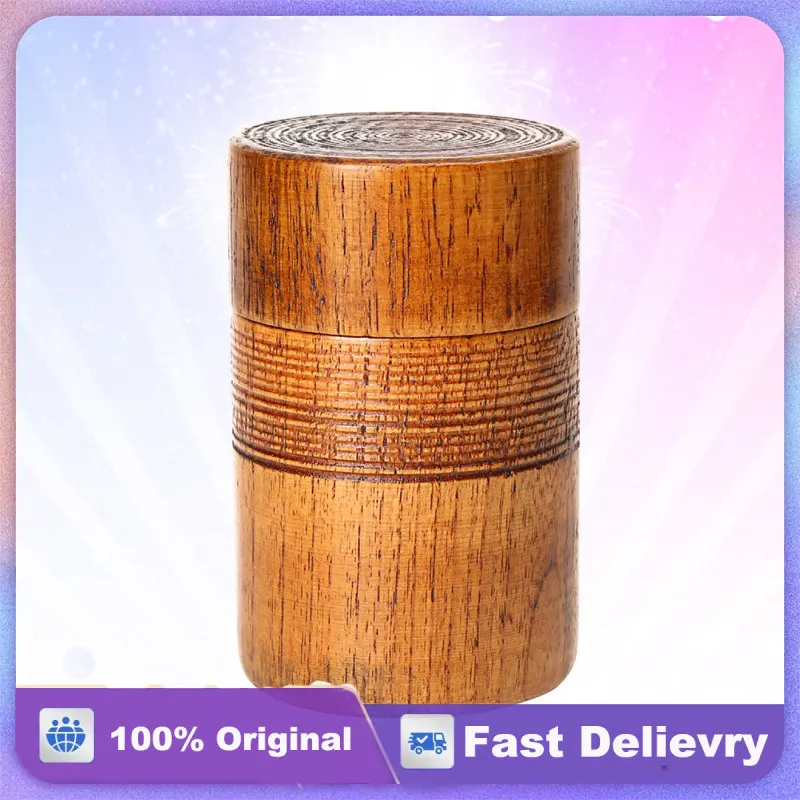 

1pc Vintage Wooden Tea Container Premium Wood Storage Can Chinese Style Round Shape For Home Restaurant Use Dry Food Sealing Jar