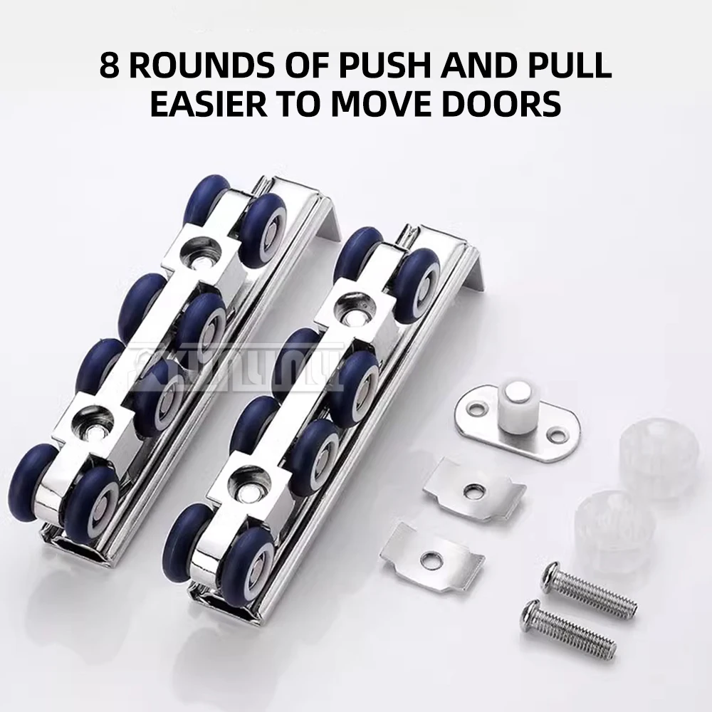 Sliding door pulley kitchen stainless steel wooden door sliding door two-way buffer damping hanging wheel track accessories