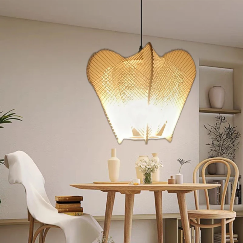 

ZK50 Retro Basswood Rope Kitchen Lamp Whole House Chandelier Interior Decoration Bedroom Dining Room Lamp E27