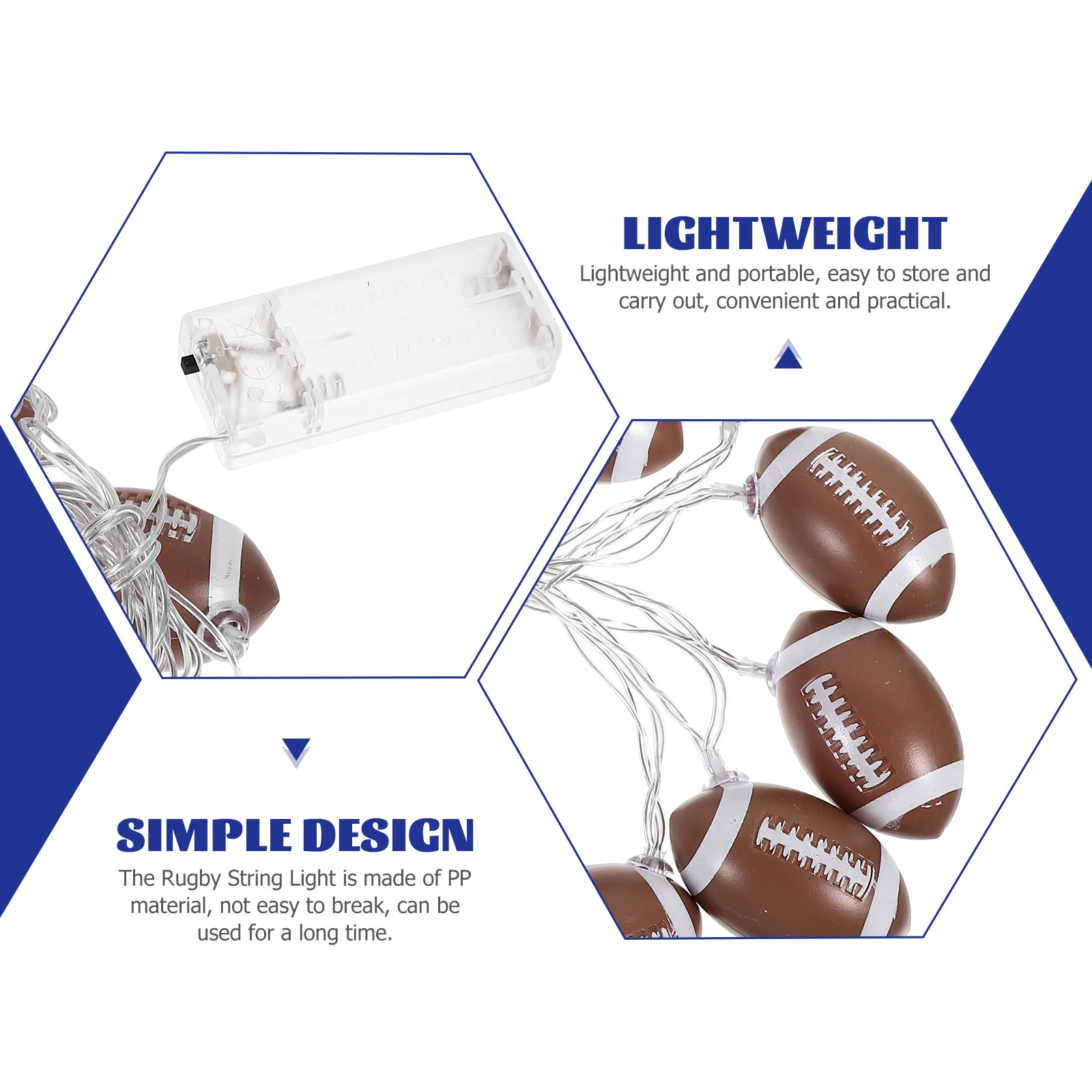 

Rugby Shape String Light Operated PP Material LED Rugby String Lights for Sports Ball Party Supplies Indoor