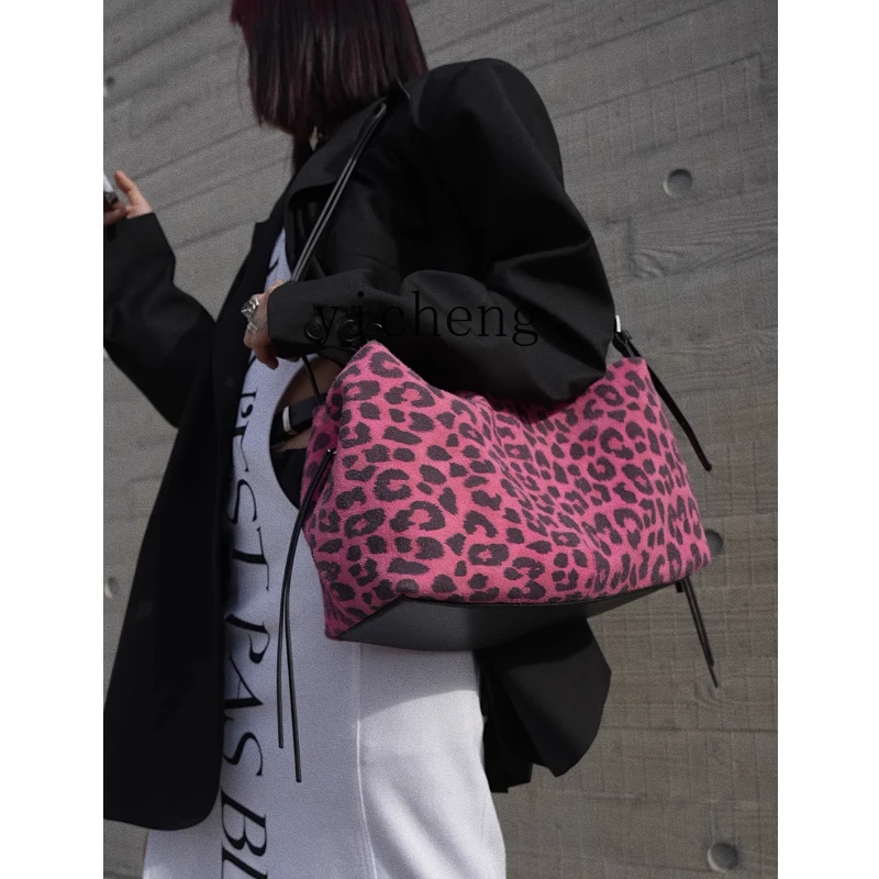 XL autumn and winter new product niche design leopard print tote bag shoulder women's bag