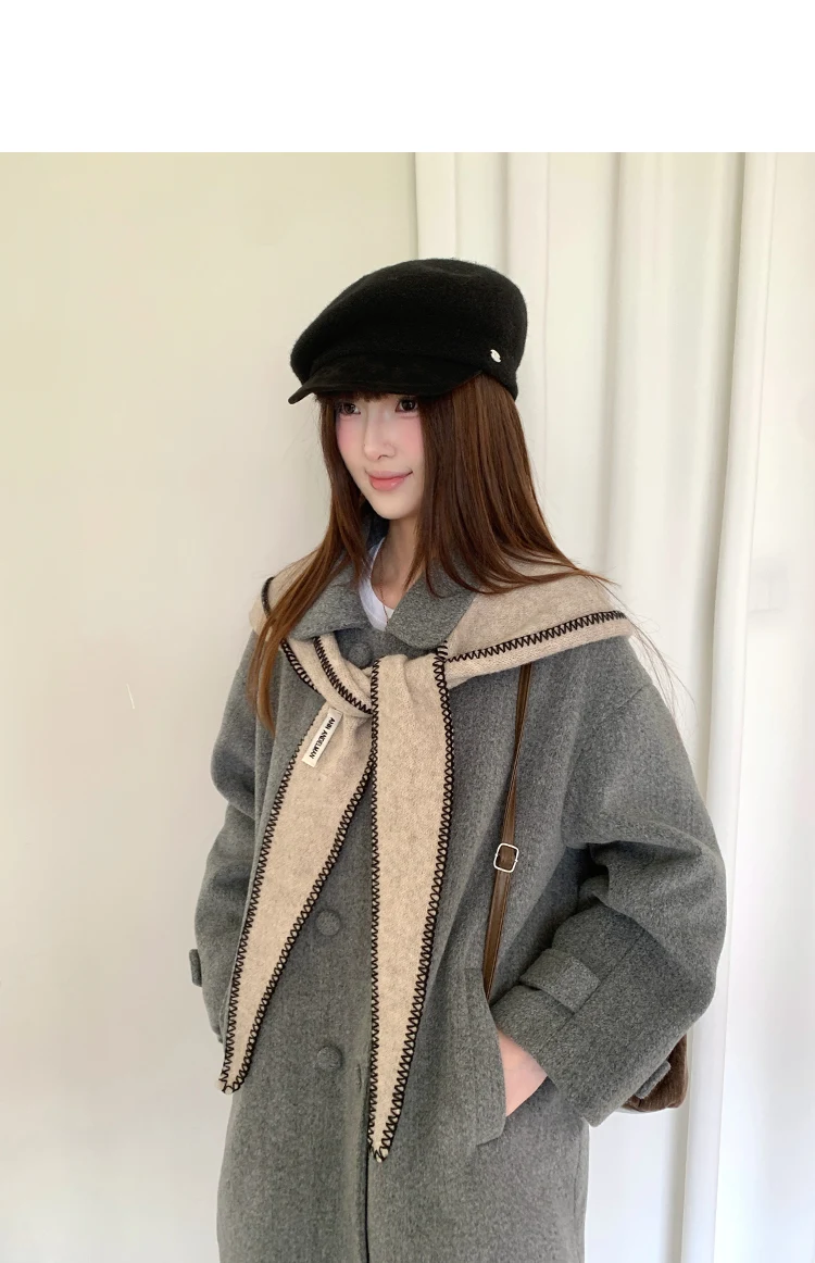 Winter Edge-Locked Balaclava Hat For Women, Slimming Face Effect, Ear-Protecting, Knitted Warm Hat And Scarf All-In