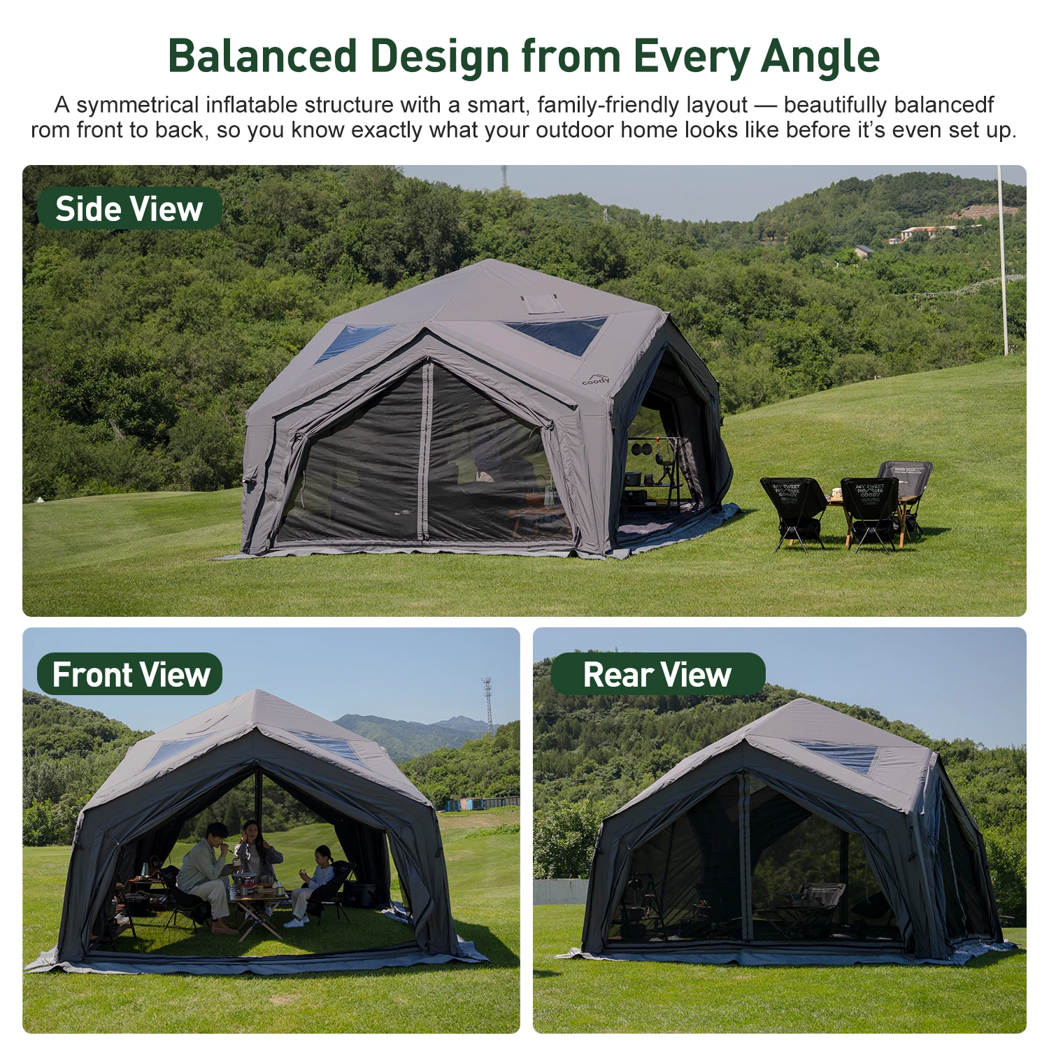 

Hub Station Air Tent-Gray Outdoor Glamping Family Camping Portable Travel Camping Tent Inflatable Tent