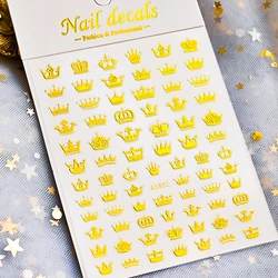 1pcs Gold Color Dollar Nail Sticker Multi-Shape Crown Design Adhesive Nail Decals 3d Golden Queen Crown Style Nail Slider NKS23