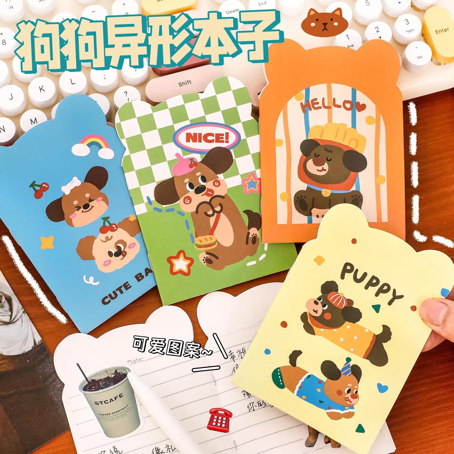 16sheets Kawaii Mini Puppy Notebook Mixed Cute Pocket Notebook Journals Diary Planning Memo Notepad Fun Cartoon Stationery Gift