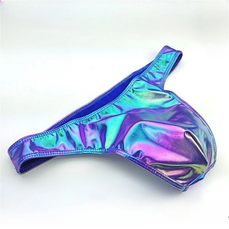

Colorful Sexy Underwear for Men Glossy Thongs Iridescent Bright Bugle Pouch G-Strings Male Sissy Panties Low Waist Mens Lingerie