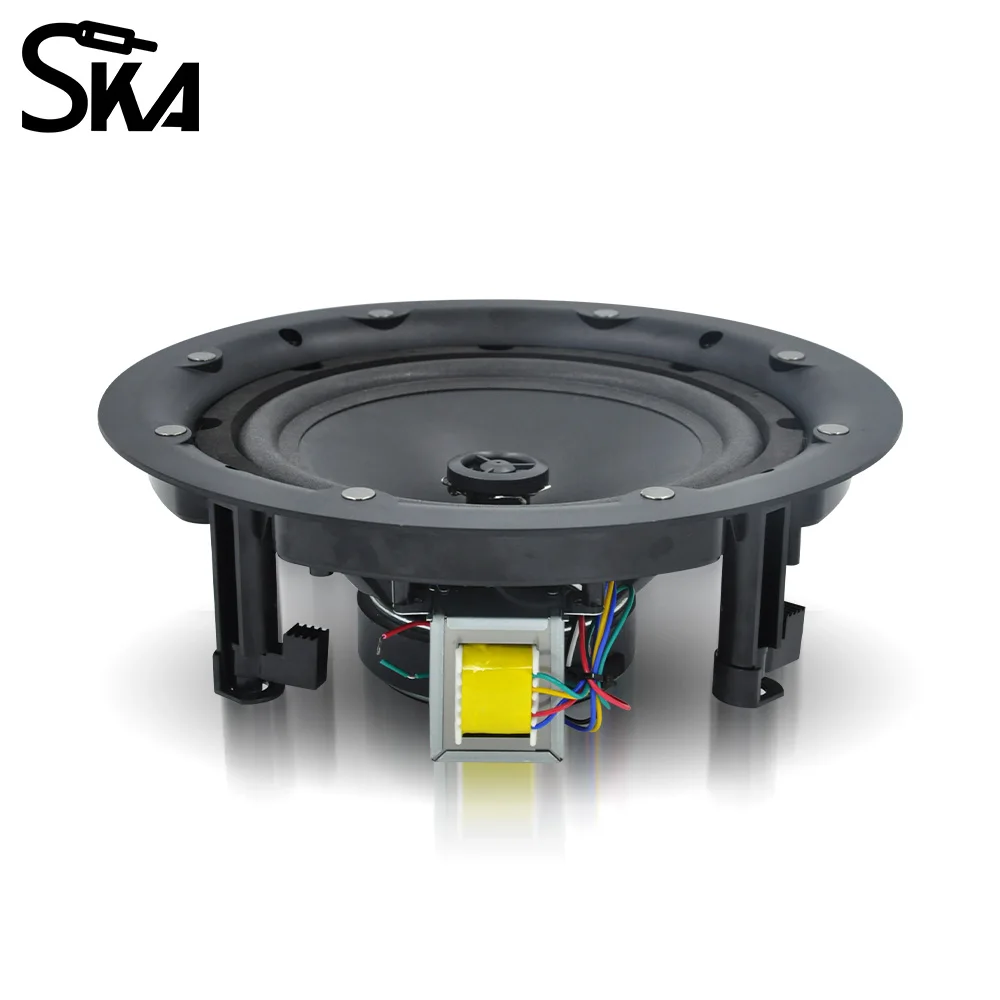 Speaker Plafon Anti Debu 8 inci 40W, Speaker Koaksial Pasif untuk Plafon/Dinding, Pemasangan Rata, Loudspeaker Siaran untuk Audio Dalam Ruangan