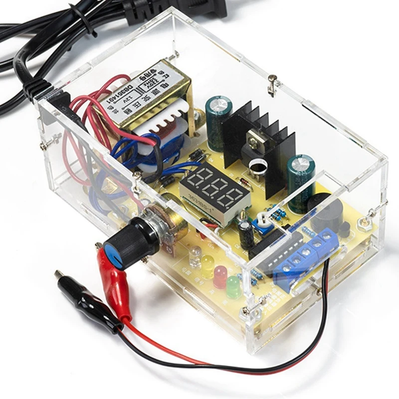 Fuente de alimentación regulada por voltaje ajustable LM317, Kit DIY, fuente de alimentación estabilizada de 220V CA, enchufe europeo de laboratorio