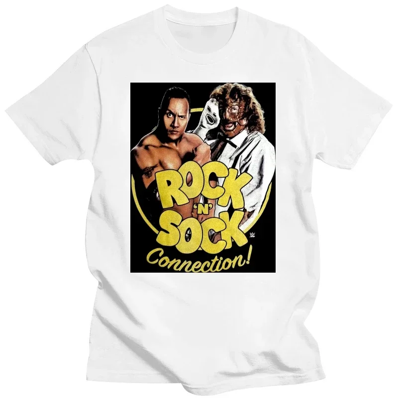 all sizes S-5XL men's Black White Immortal faces band poster The Rock and Sock Connection Mankind Mick Foley Mens T-shirt new