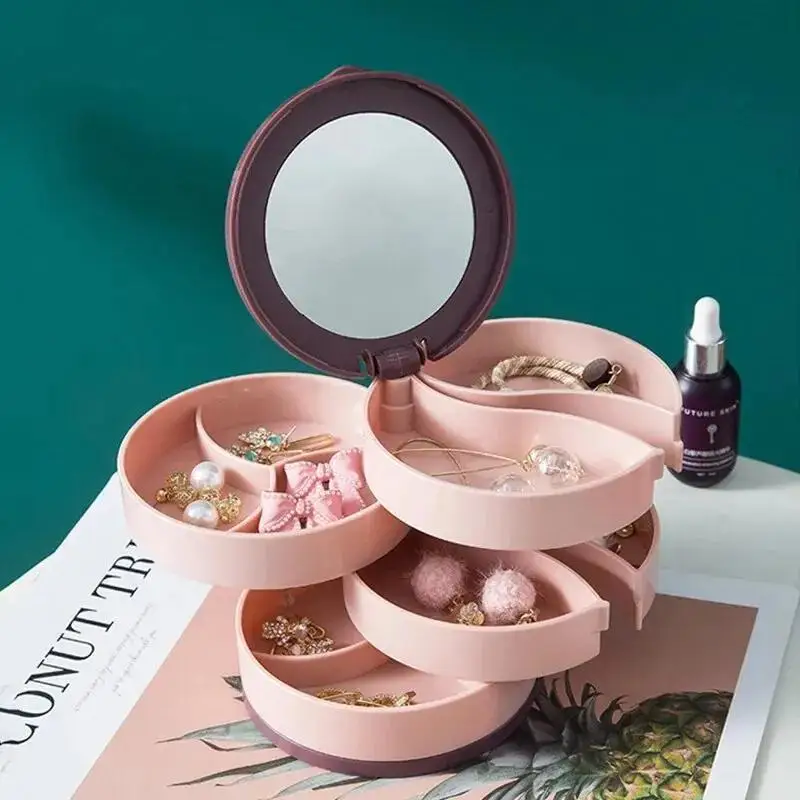 1pc Pink/White/Green Jewelry Stand Holder Display Tray Jewelry Storage Box Multilayer Rotating Plastic - view 4