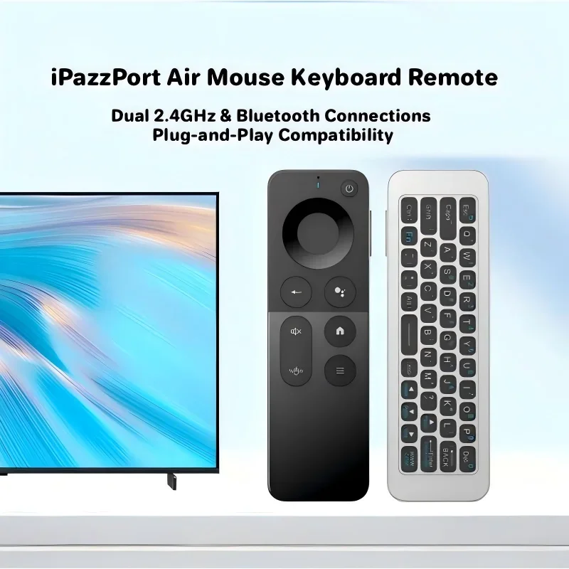 iPazzPort 2.4G &Bluetooth Mini Wireless Keyboard Air Mouse-Plug&Play Handheld Remote for Smart TV, Android TV Box, PC, Projector