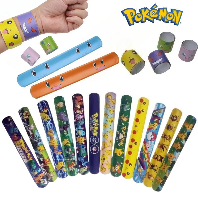 

6/12pcs Pokemon Series Wrist Strap Cute Pikachu Slap Bracelets Anime Figure Toys Snapping Kids Birthday Gift Party Product