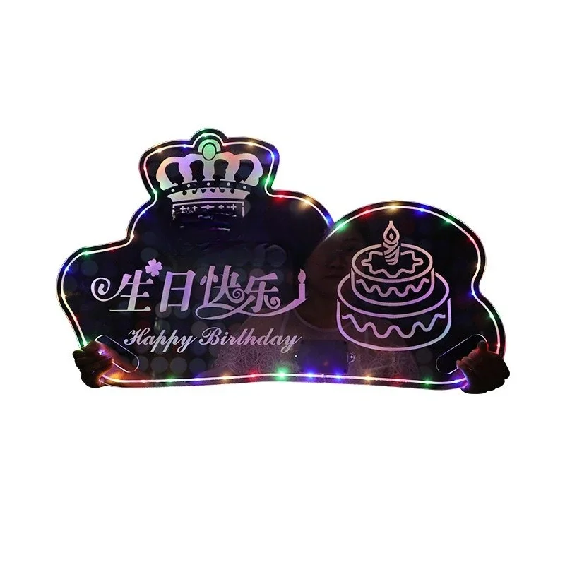 Happy birthday luminous light sign bar KTV party transparent led billboard hand holding blessing atmosphere light sign