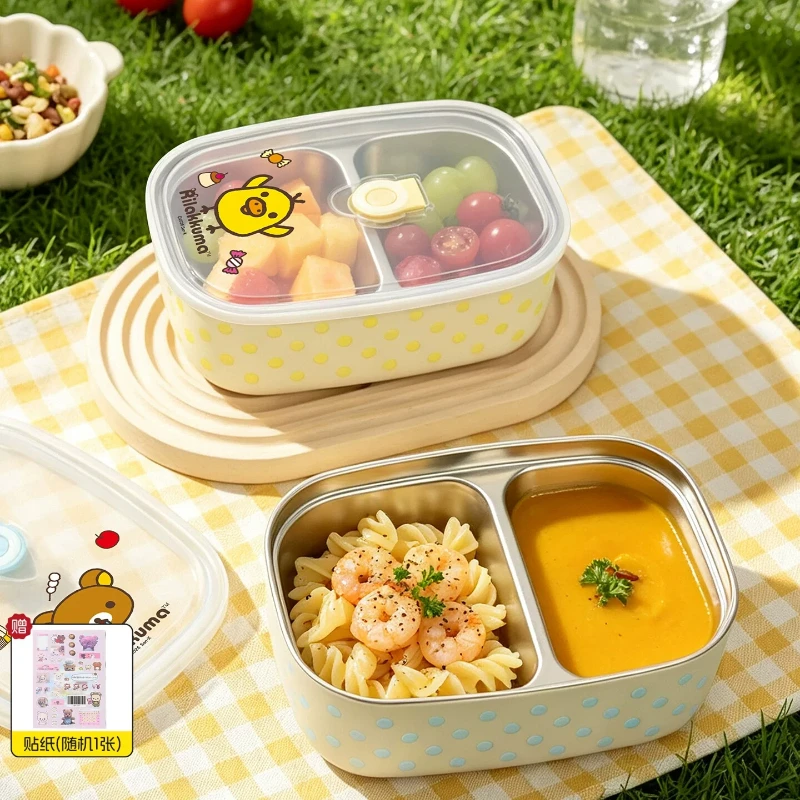 Kawaii 1200ml Japanese Rilakkuma Stainless Steel Lunch Box Divided Lunch Box Student Lunch Box Portable Picnic Sealed Box view 3