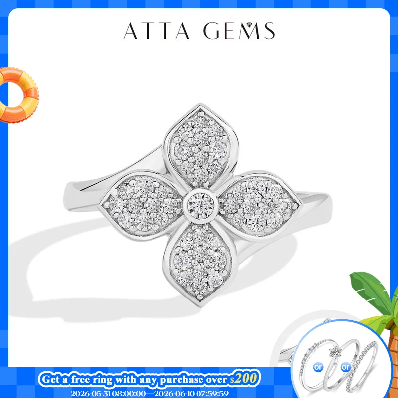 ATTAGEMS Original Moissanite Ring Cross Flower DVVS1 Real 925 Sterling Silver For Women Girls Anniversary Gift Jewelry Wholesale