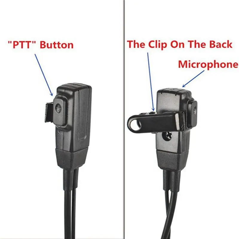 A64I Einzeldraht-Ohrhörer-Headset-Kit MIC PTT Mic D-förmiger 2-poliger Radio-Kopfhörer Walkie Talkie Ohrbügel