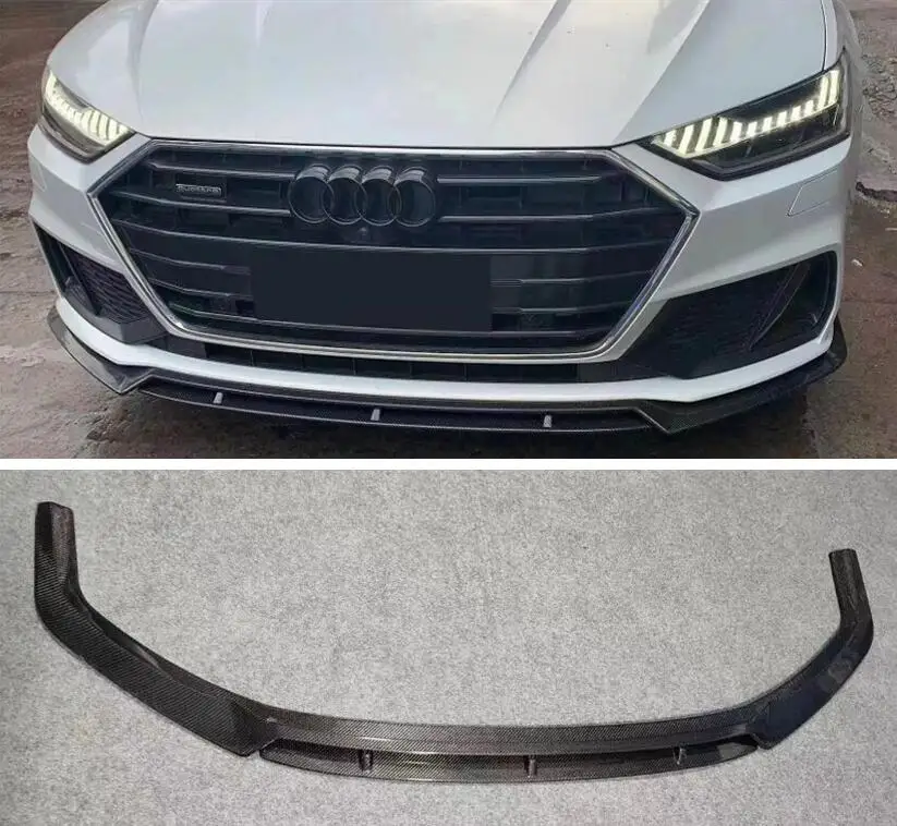 

Передний бампер для AUDI A7 S7 C8 2019 2020 2021 2022, разветвители, чехол из настоящего углеродного волокна