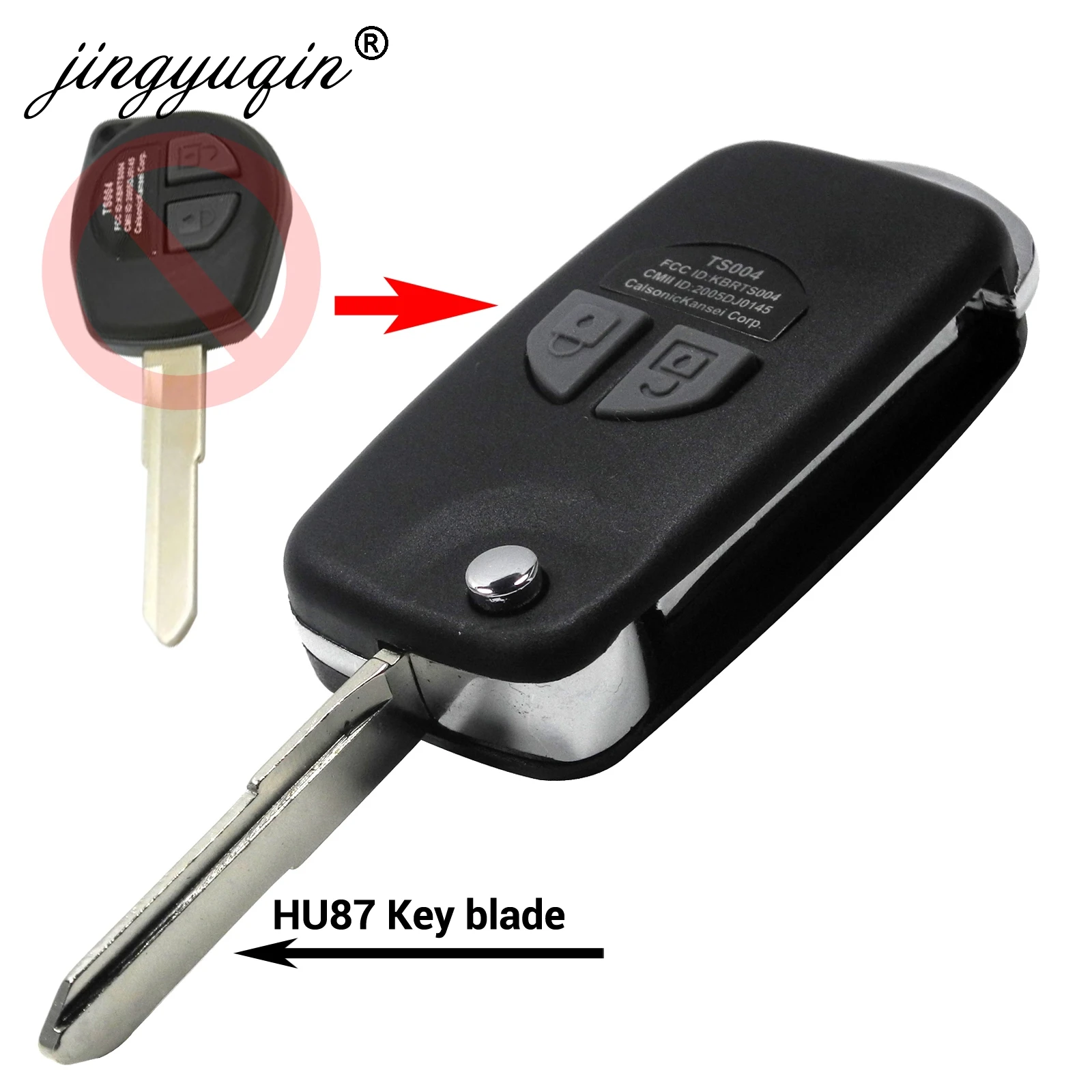 jingyuqin HU87 SZ11 Blade Modified Flip Remote Car Key Case Shell For SUZUKI SX4 Swift 2 Button + Button Pad