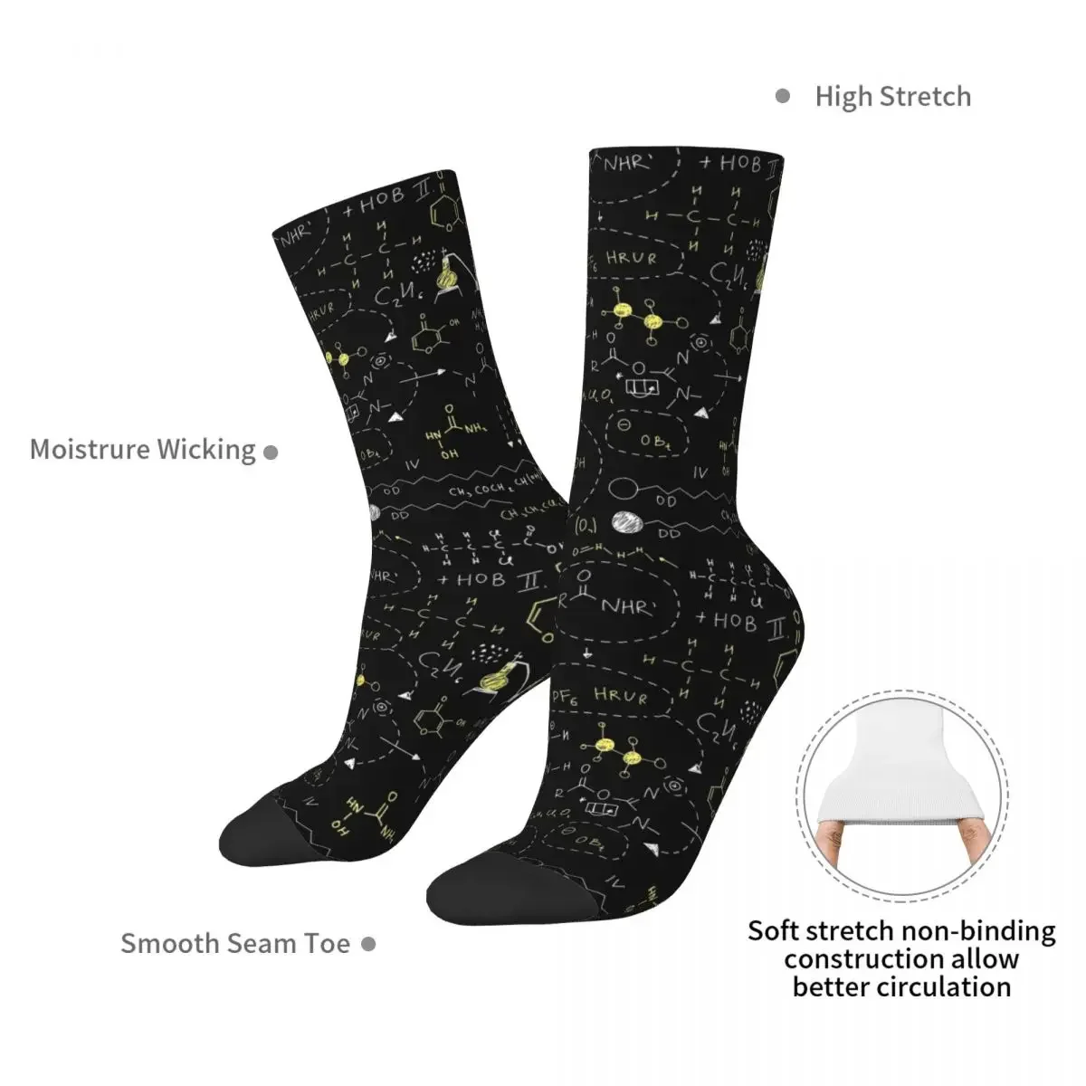 Chemistry Science On School Blackboard Socks Harajuku High Quality Stockings All Season Long Socks Man Woman's Birthday Present