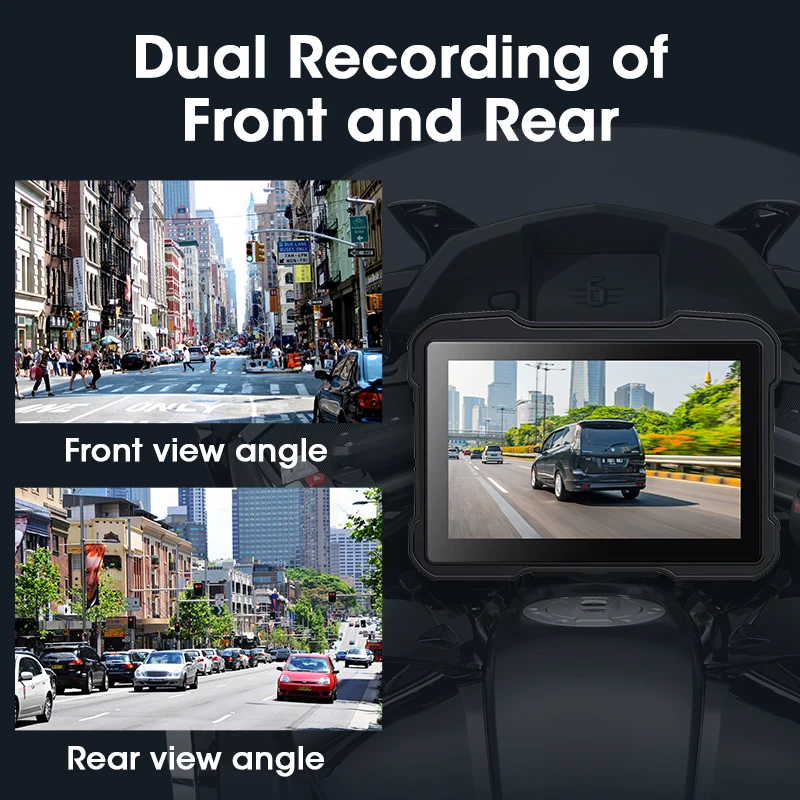 Portable 5" Carplay Motorcycle DVR Multimedia Player Wireless Carplay Android Auto GPS Navigation Moto Monitor Drive Recorder image 4