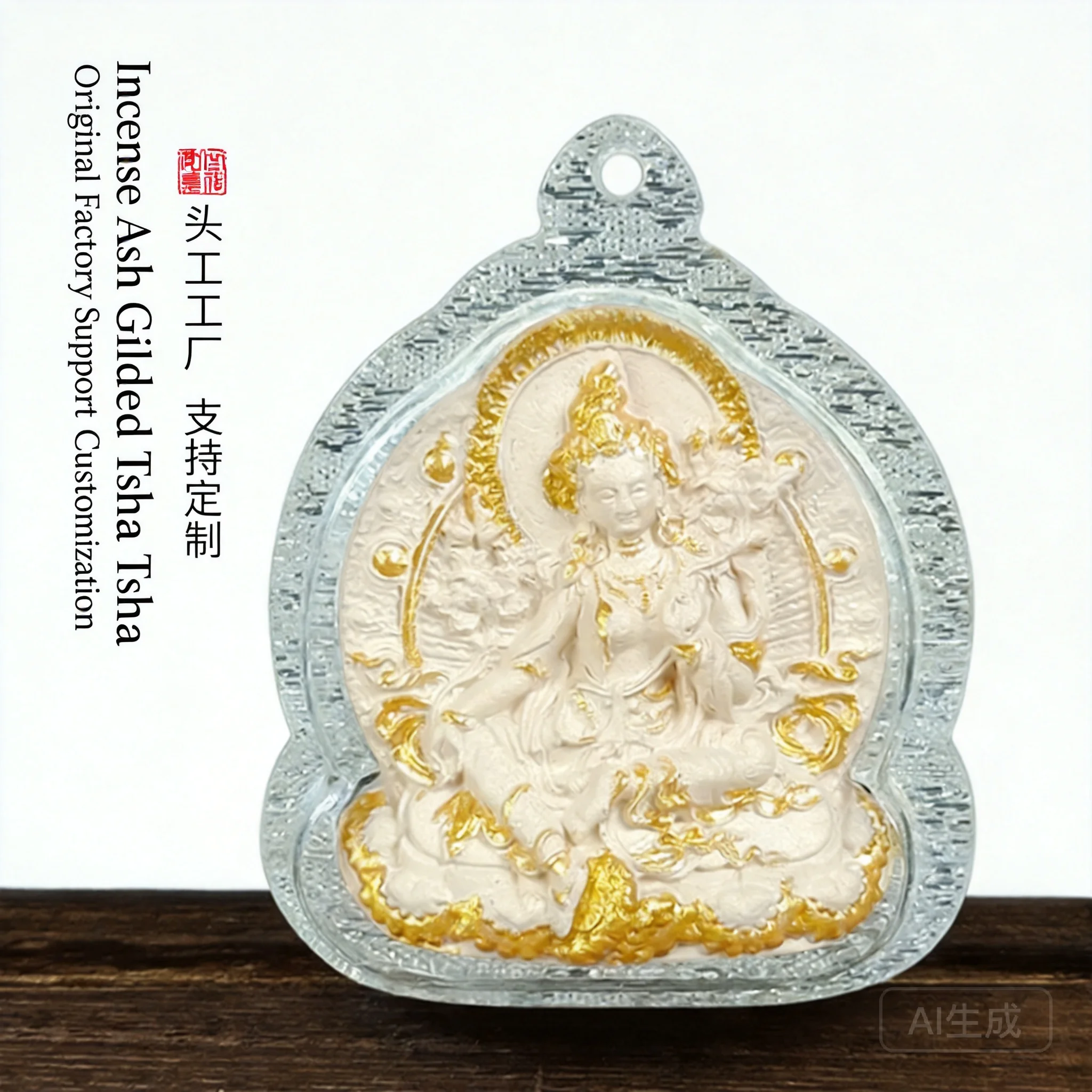 

2026 Thangka Necklace Pendant Tibetan Style Handmade Tsa Tsa Buddha Gold Painted Incense Ash Acrylic Gau Box Buddhist Wenwan Jew